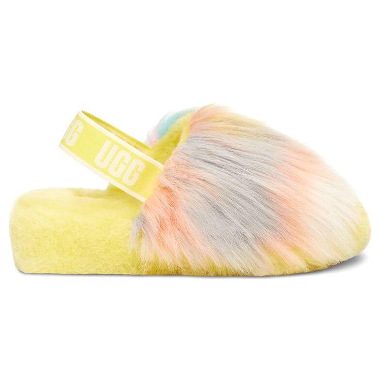 UGG Fluff Yeah Slide Tie Dye Outdoor Open Toe Flat Sport Sandals Women Sandals Yellow 1117326-MRT