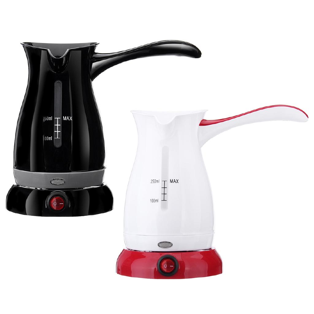 Portable Electric Coffee Pots Stainless Steel Tea Home Office Coffee Maker Percolator Filter 3 Cups Pot Kitchen 250ml