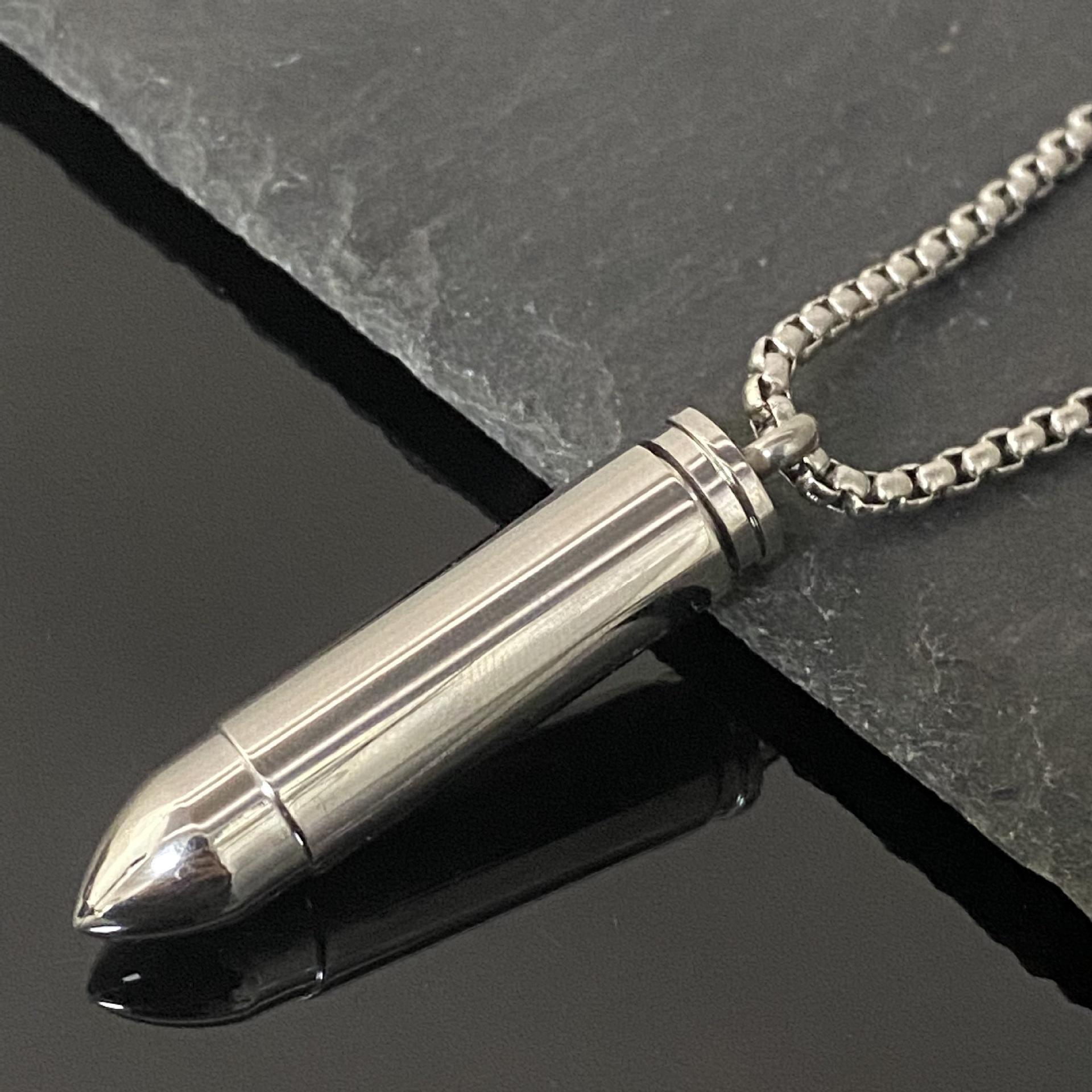 Stainless Steel Titanium Bullet Pendant - European/American Cross-Border Hip Hop Jewelry