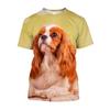 3D Puppy Dog Printed T-shirty Men Oversized Baggy Cavalier King Charles Spaniel Graphic T Shirts Streetwear Cute Clothes