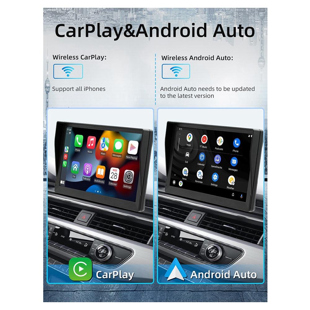Беспроводной Carplay 9-дюймовый портативный автомобильный Bluetooth MP5-плеер Android Auto Центральное управление HD Видеорегистратор Хост Прочный