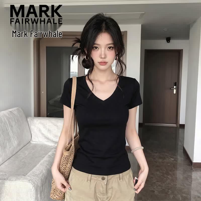 MARK FAIRWHALE Women s V-Neck Slim Fit T-Shirt XL