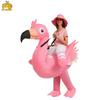 Kostium Halloweenowy Flaming Rodzic-Dziecko - Różowy Strus Wdmuchiwany Lalka Strój