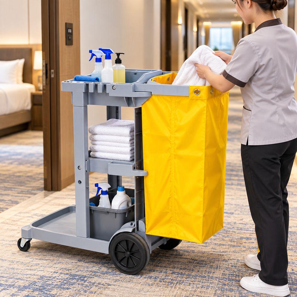 Waterproof Janitorial Cart Bag Cleaning Cart Trash Bag  for Hotel Motel and Cleaning Service Carts