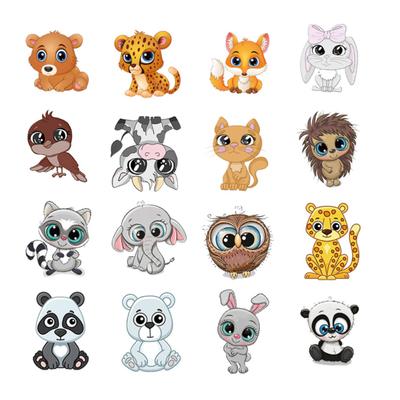 50Pcs/Set Adorable Multi-patterns DIY Smooth Big Eye Animals Shape Water Bottle Guitar Decal Students Supplies Luggage Sticker