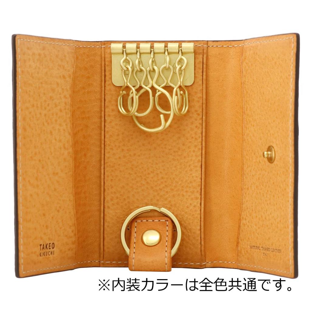 Key Case 5 Rows Genuine Leather Italian Leather 734603 Ternary Key Ring Cowhide Black [Takeokikuchi] Men's [01]