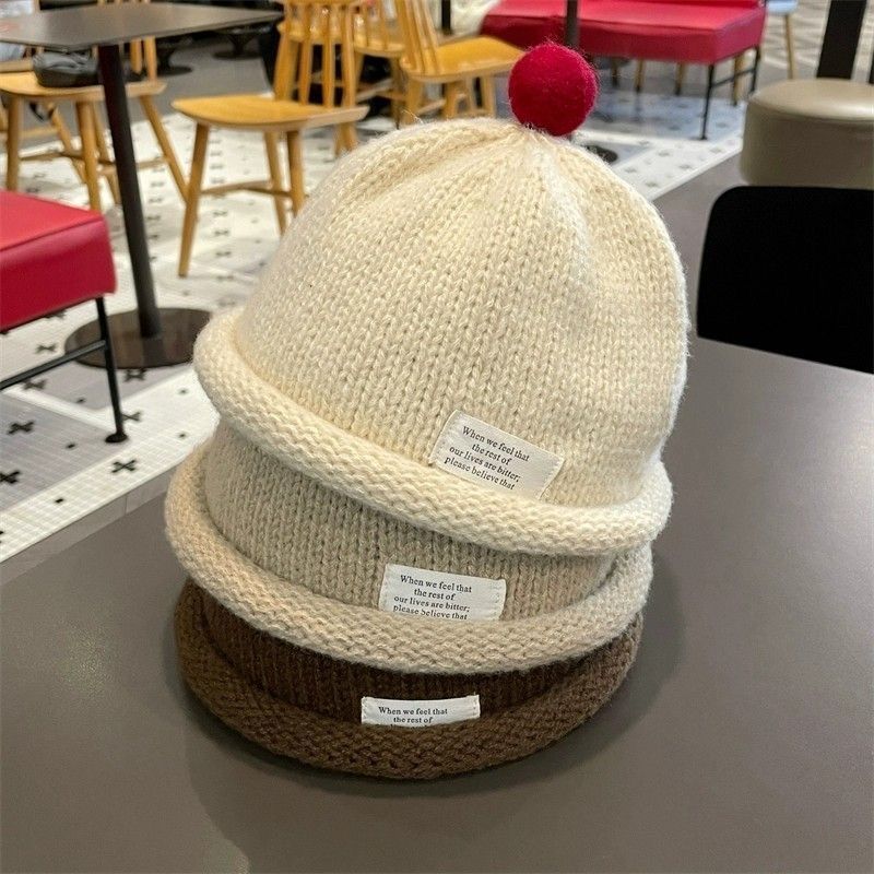 Kids Knitted Brim Hat With Warmth For Autumn Winter Baby Beanies For Toddlers