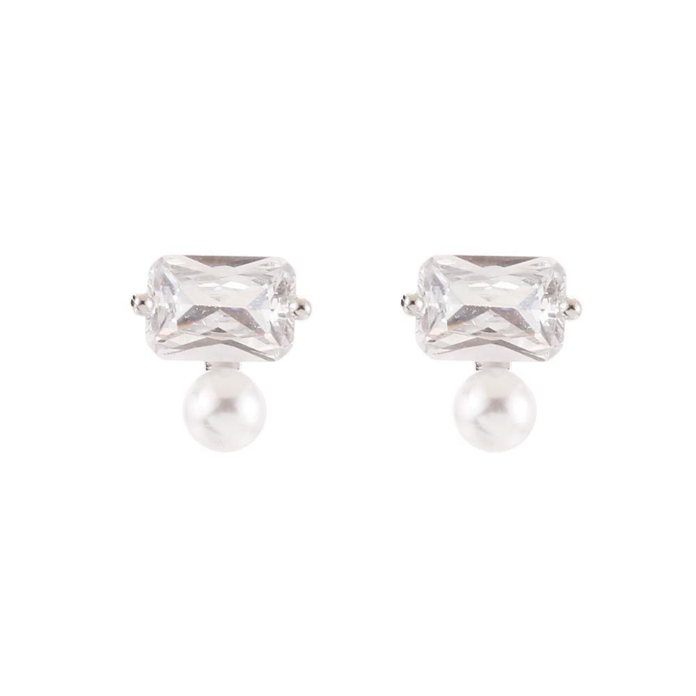 European Luxury Pearl Zirconia Stud Earrings - Elegant Design for Women