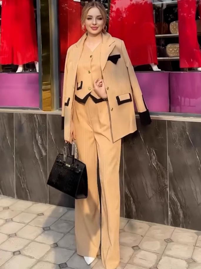 2025 Summer Three-Piece Suit: European & American Style Slimming High-Waist Blazer and Pants Set