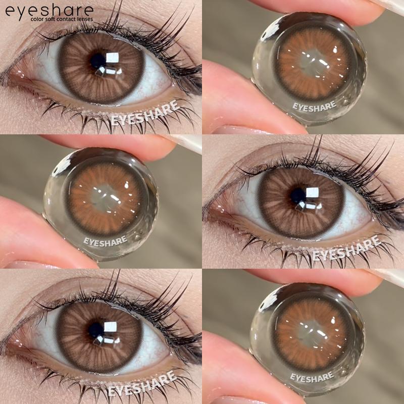 EYESHARE 1Pair Color Contact Lenses for Eyes Natural Brown Yearly Use Lenses Gray Multicolored Contact Lens Gray Pupils Lens