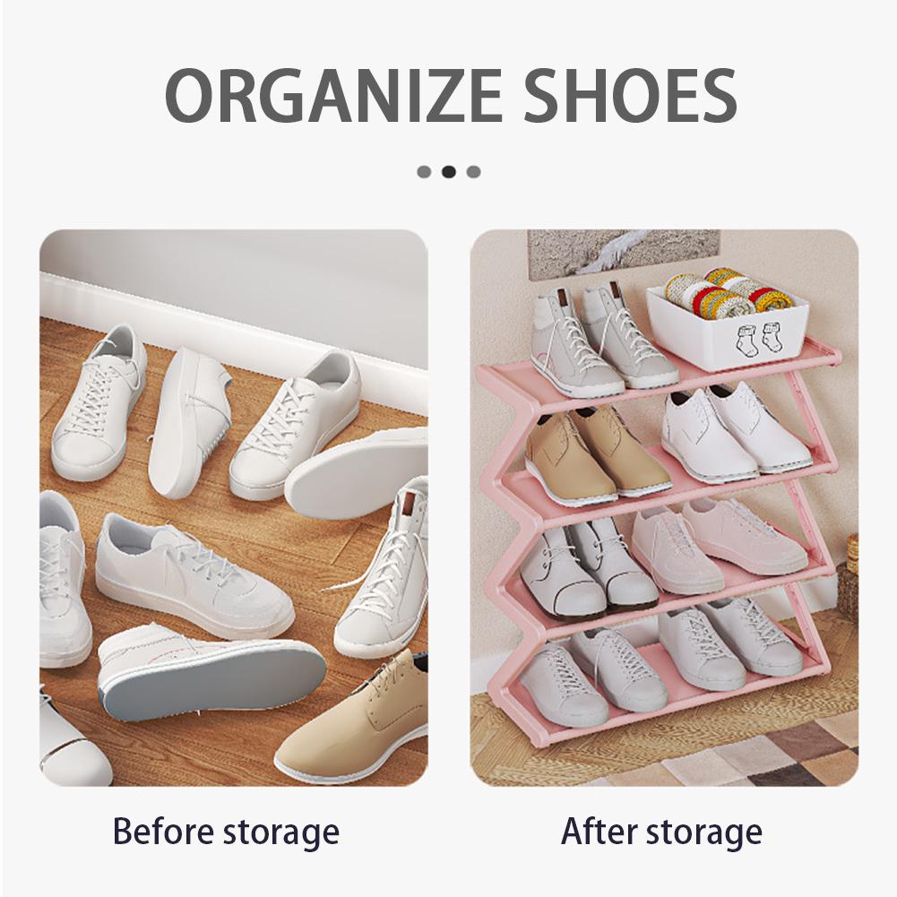 4 Tier Plastic Shoe Storage Rack Free Standing Large Capacity Rack For Home Bedroom