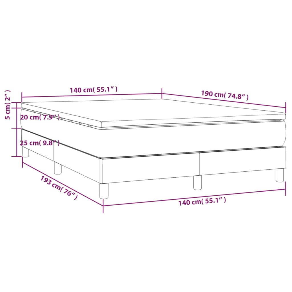 Box Spring Bed with Mattress Dark Brown 140 x 190 cm Fabric
