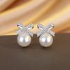Shijia Bow Stud Earrings Women'S 2025 Light Luxury High-End Earrings Earrings
