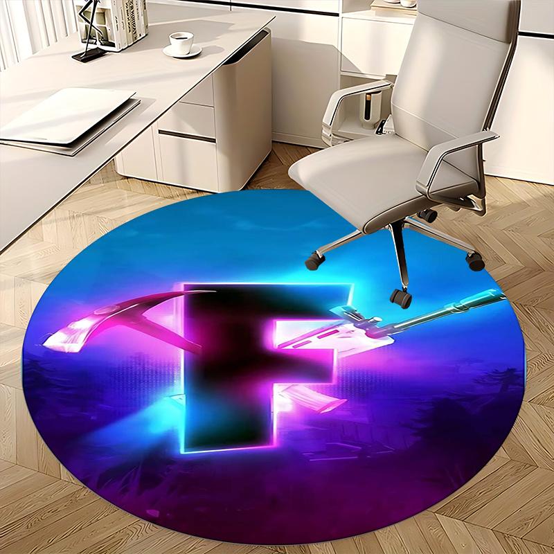 Neon Sign,Gaming Logo Chair mat Round Rug Office carpet, Machine Washable, Non slip, Suitable for Living Rooms, Bedrooms