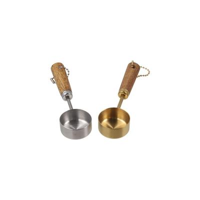 14ml Stainless Steel Measure Spoon Flat Bottom with Wood Handle Measuring Cup Rustproof Hangable Kitchen Measure Tools Baking