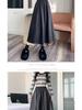 2024 Autumn/Winter PU Leather Mid-Length Skirt: Versatile Fashion Umbrella Design with Elastic Waist.