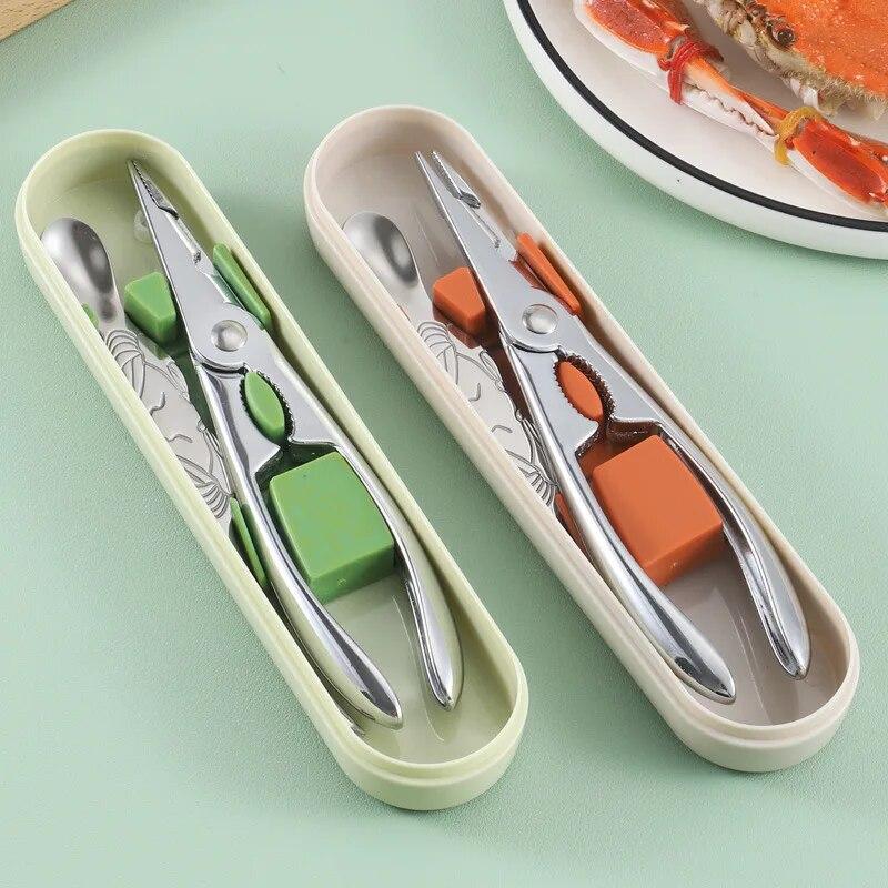 1 sett 304 rustfritt stål krabbespiseverktøy Kreativ krabbegaffel og krabbetang for hjemmebruk Kjøkkenverktøy
