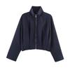 Women High Neck Long Sleeve Zip Pilot Short Jacket