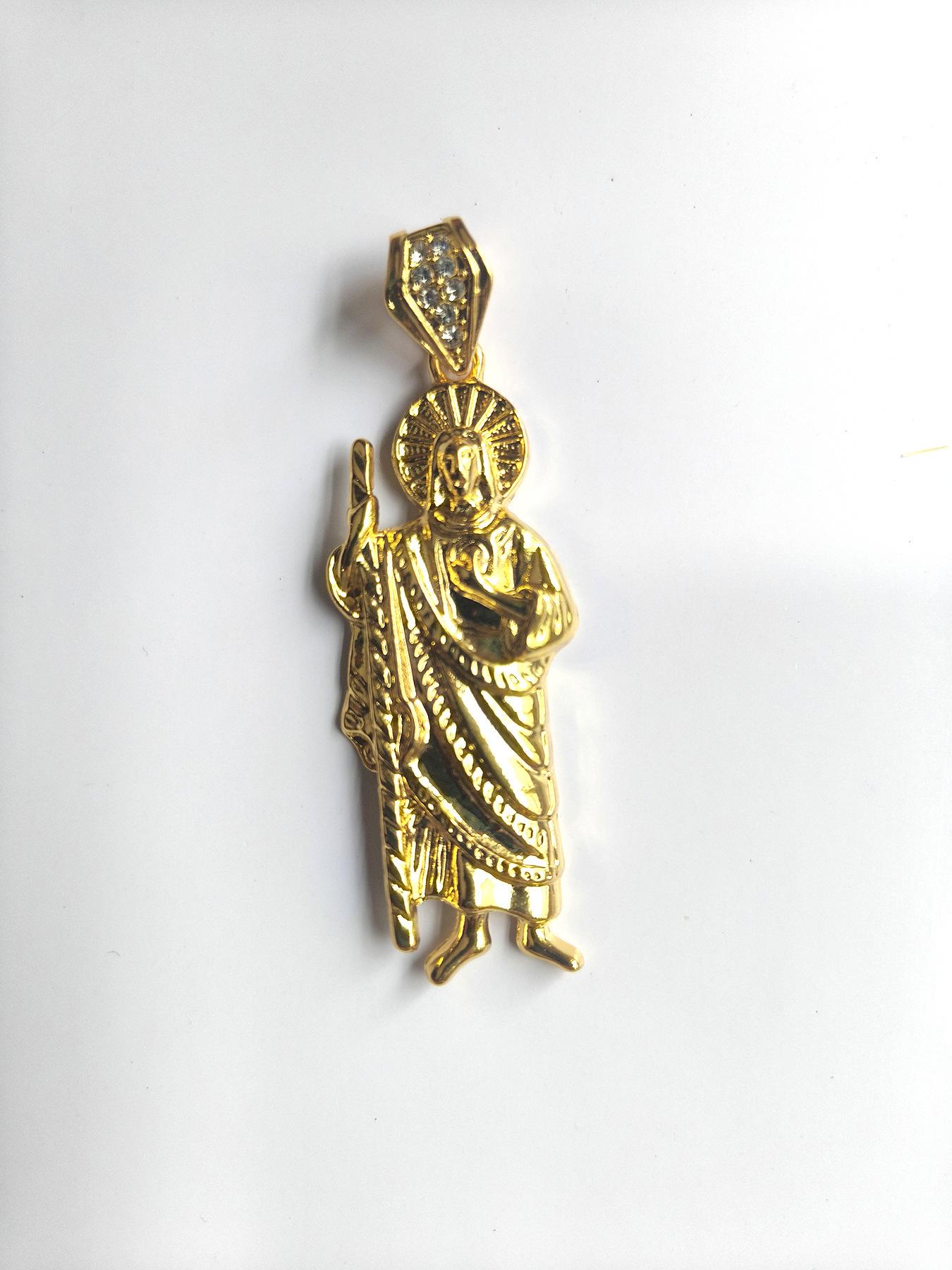 Dripping Religious St. Jude Alloy Pendant Men S 8Mm Cuban Chain Hip Hop Necklace Personalized Vintage