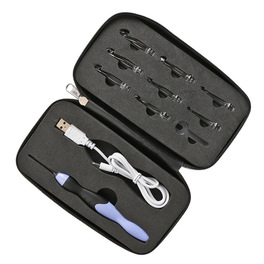 

Алюминиевые круговые спицы со светодиодной подсветкой, сменные крючки для вязания с чехлом для любых узоров и пряжи чёрный