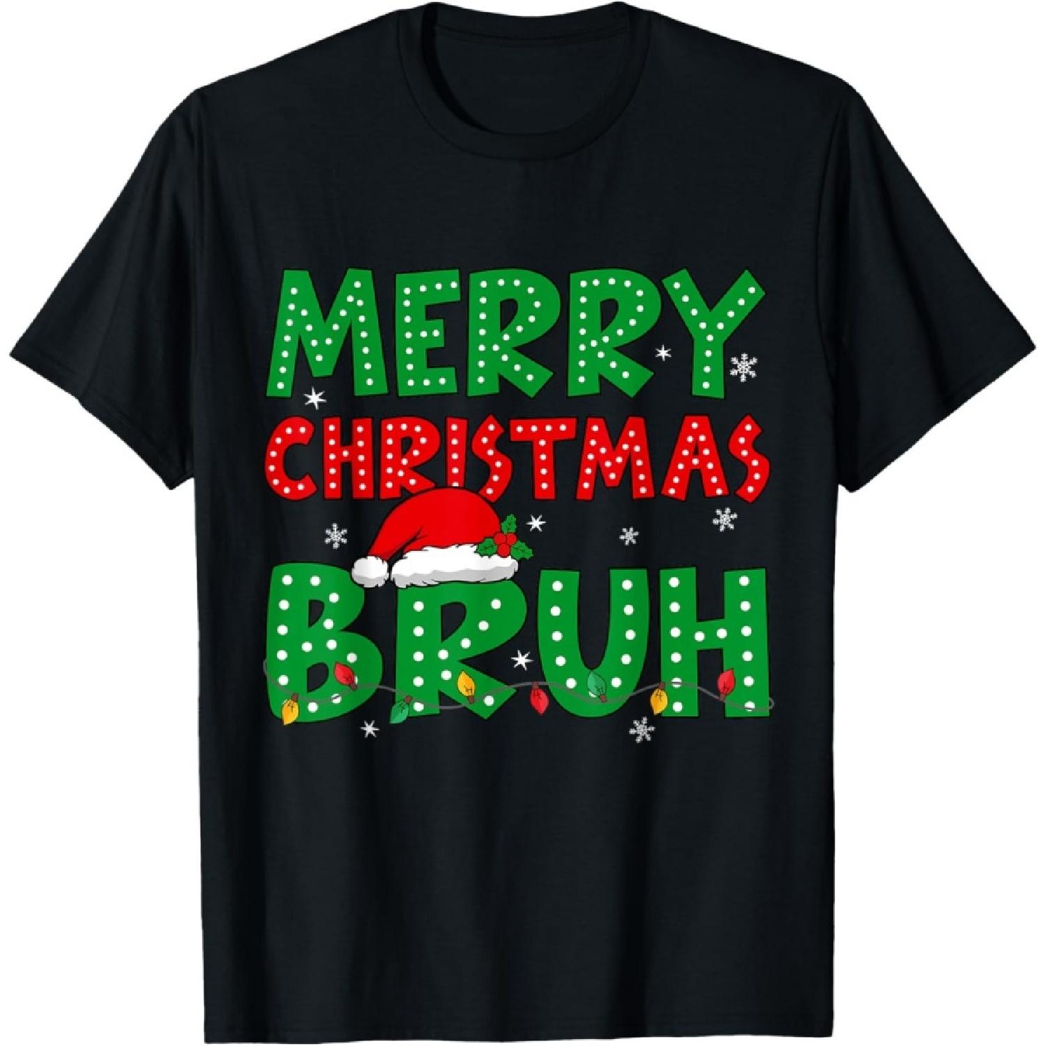 Bruh Meme Funny Saying Bro Greeting Teens Boys Men Christmas T-Shirt S