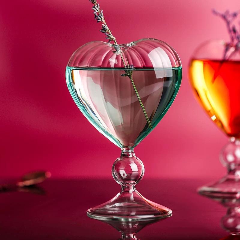Kreative Herzförmige Tasse Strohhalm Glas Bar Mischglas Saft Getränk Cocktail Hohe Gläser