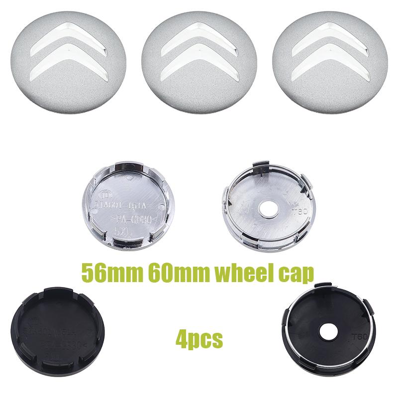

4 шт. 3D 56 мм 60 мм логотип Citroen Значок на колесо автомобиля Колпачок центральной ступицы колеса авто Модификация дисков пылезащитные накладки на значки аксессуары для стайлинга 56mm black cap&4pcs Citroen старый серебряный