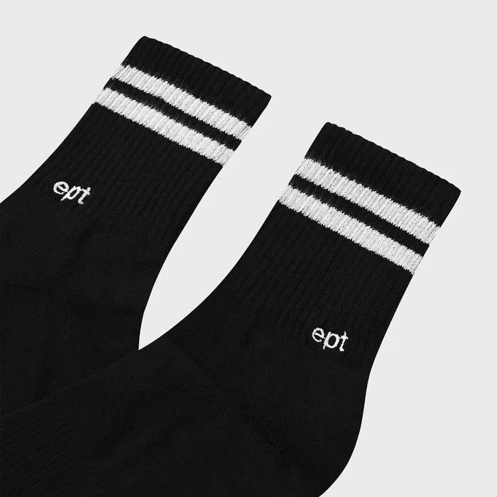 STRIPE LOGO SOCKS (BLACK/WHITE)