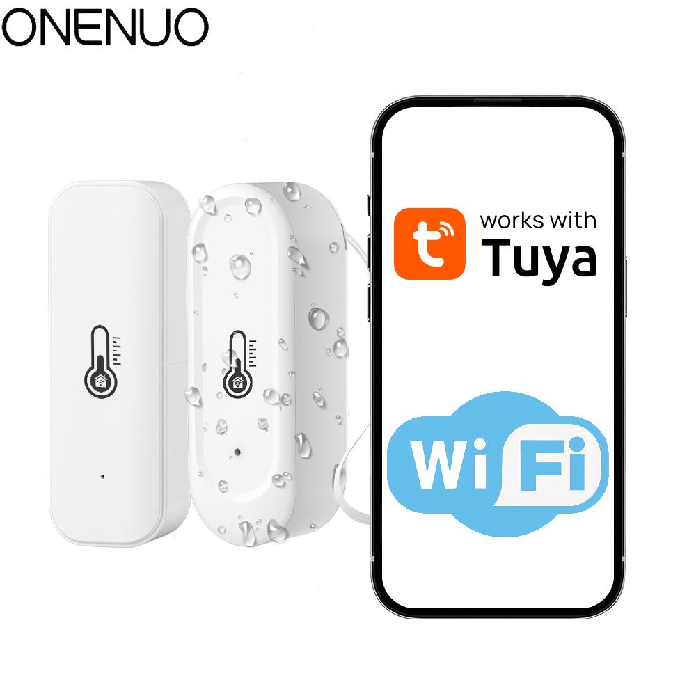 Tuya Innen- oder IP65 Wasserdichter Außen-WLAN Temperatur- und Feuchtigkeitssensor Heim-Thermometer Kompatibel für Alexa Google Home Sprachsteuerung