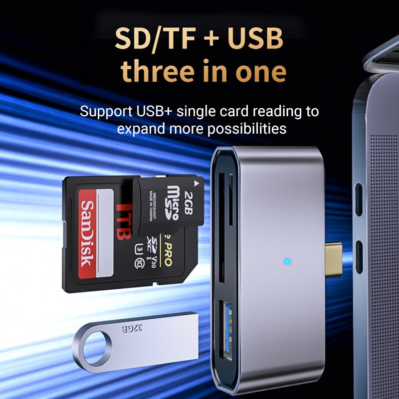 High Quality Sd Card Reader Tf Card Reader Otg Card Reader Memory Card Reader Card Reader Usb Type-c To SD TF USB Three-in-one