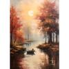 Abstract Oil Painting on Canvas Print Landscape Autumn Forest The River Canvas Posters Wall Art Picture Living Room Decoration