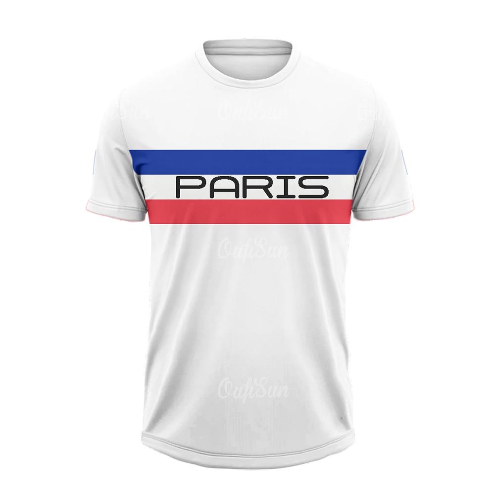 Summer T Shirt For Men Casual Short Sleeve Paris Letter Print Tops Outdoor Sports Fitness Clothing Quick-drying T-shirts