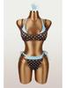Slim Polka Dot Color Block Open-Back Bandage Bikini
