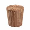 Cylindrical Plastic Storage Basket with Woven Lid Multipurpose for Dressing Area