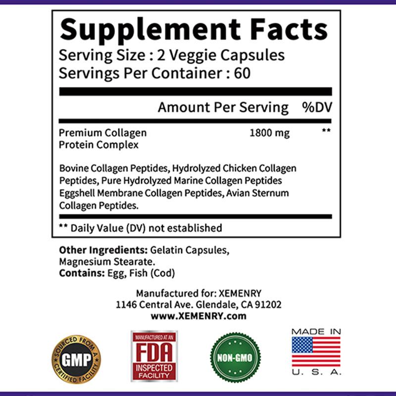 XEMENRY - Collagen Peptide Capsules - Health for Joints, Bones, Skin, Hair, and Nails