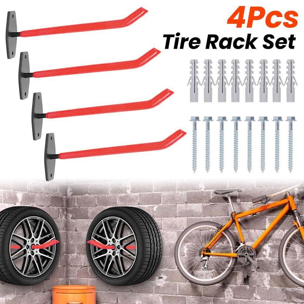 4Pcs Heavy Duty Metal Hook Non-Slip Heavy Duty Wall Hook Organizer Kitchen Organizer Wall Hanger Garage Garden Tire Ladder Tool