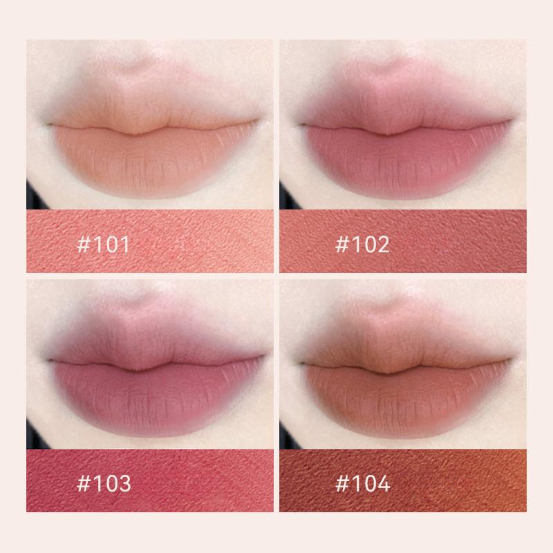 Leichte matte Lippenschlammmilch, Kaffeepfirsich, matte Lippenglasur, samtige Aufhellung ist nicht leicht am Lippenstift zu haften