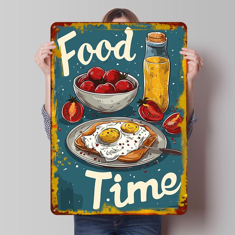 

Food Time Breakfast Tin Plaque Poster Customized Wall Art Retro Vintage Metal Signs for Man Cave Gamer Room Decoration At Home 20x30cm（7.8x11.8inch）