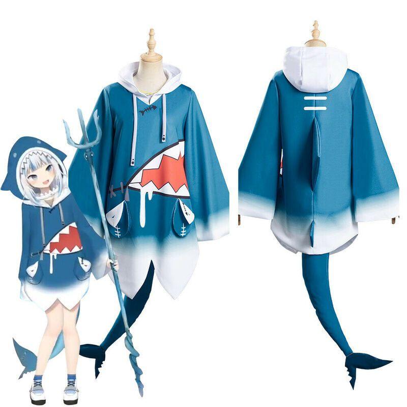 Gawr Gura Cosplay Costume Featuring Shark-themed Design For Halloween Parties