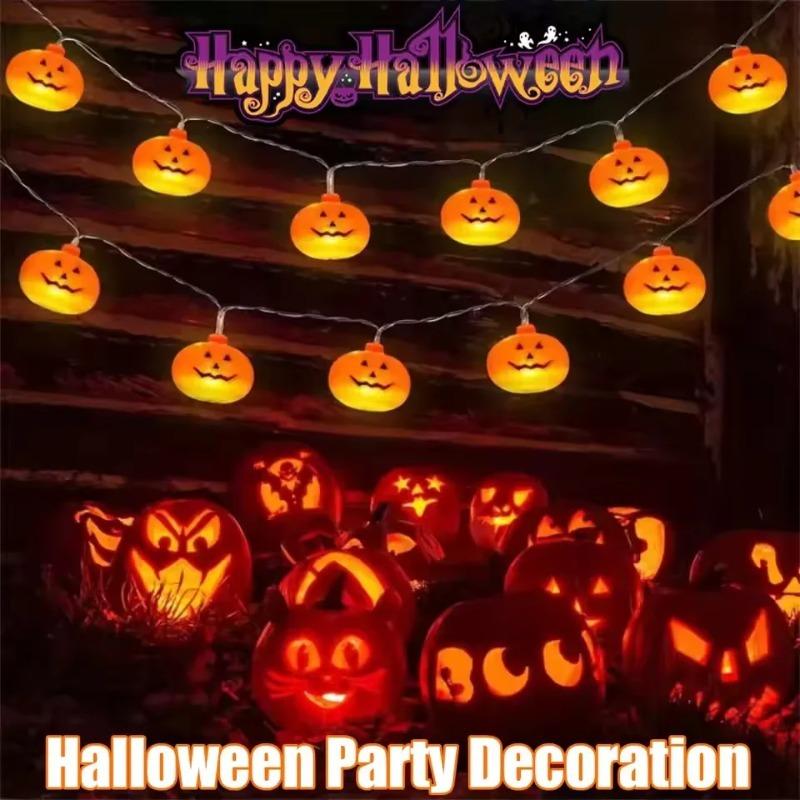 Halloween LED Light String Horror Eyeballs Pumpkin Spider Bat Skull Lamp 1.5m 10LED Trick Or Treat Happy Halloween Party Decor