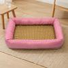 Summer Pet Cooling Bed Woven Cooling Mat Cat Bed Breathable Cooling Dog Bed with Raised Edges Anti-Slip Bottom for Small Dogs Cats