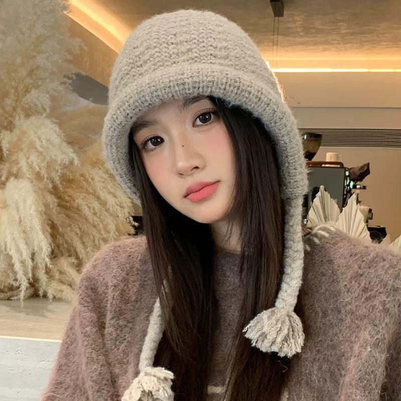 Versatile Knitted Earflap Beanie - Women's New Autumn/winter Warm Hat