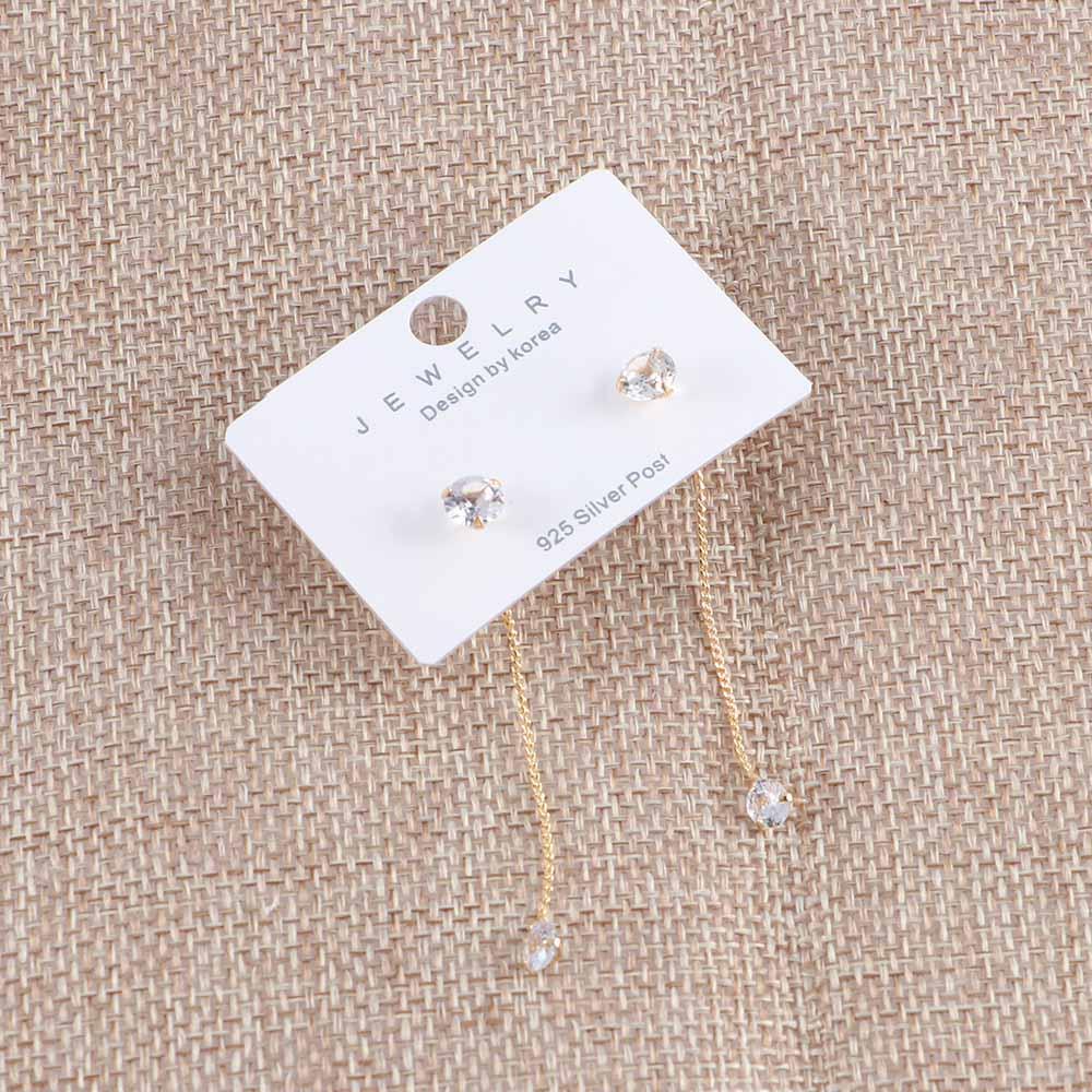 Korean Front And Back Simple Two wear Delicate Zircon Earrings Stud Earrings Jewelry Long Tassel