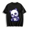 Cute Snickering Panda Print Casual Loose Fit Unisex T-Shirt Pure Cotton T-shirt