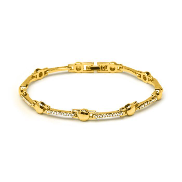 Armband - LUXENTER - Rarix - 18 Karat Gelbgold - Funkelnder Zirkonia - 18 cm