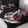 Dragon And Cherry Blossom Duvet Cover Set - Soft High-Definition Digital Print, Black with Pink Blossoms, Soft Breathable