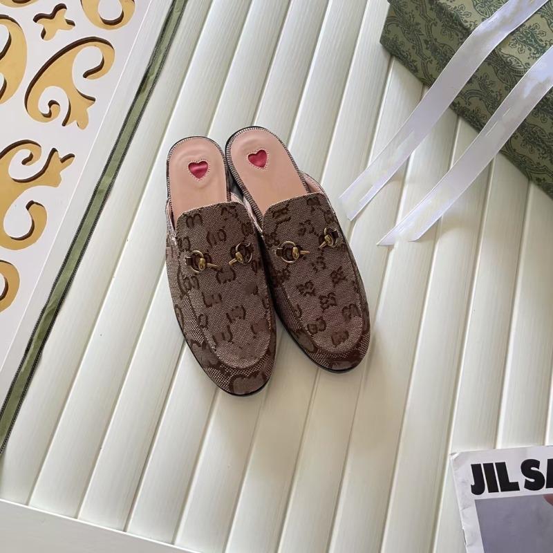 Horse Title Buckle G Home Bag Head Half Slippers Women's Summer Leather Flat Bottom Wear Lazy Muller Shoes Soft Sole Large Size 41-43