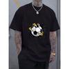 Men'S Summer Fashion Casual Round-neck Short-sleeved T-shirt  with Football Print, Essential for Outdoor Wear