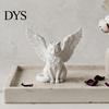Gentle Aesthetic Decor Angel Cat Desk Ornament, Matte White 3D Printing Figurine, Minimalist Small Decorative Figures Winged Sculpture for Home Office