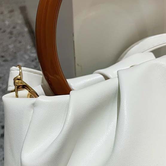 WTEMPO Einfache einfarbige Holzgriff Falten Wolke Kleine Handtaschen Mini Einzelne Schulter Umhängetaschen Handtaschen
